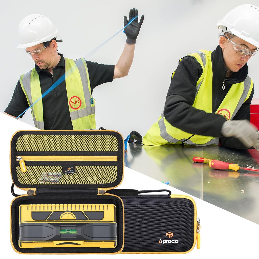 Aproca Case Compatible with Franklin Sensors ProSensor M210 710 710+ T13 Stud Finder, Storage Portable Bag for Accessories -Black+Yellow zipper (Case Only)