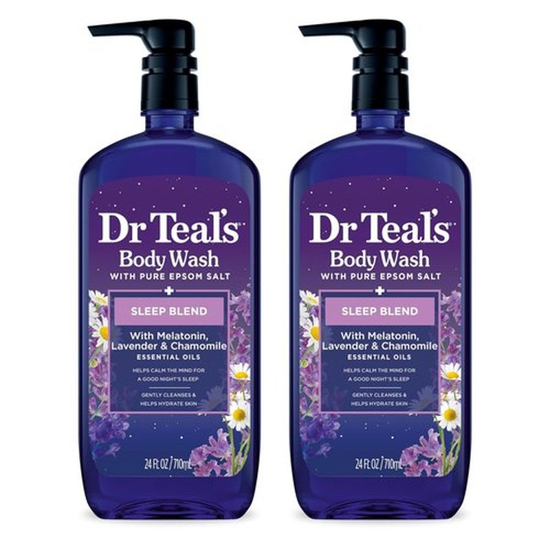 Dr Teal's Sleep Blend Body Wash - Relaxing Epsom Salt & Melatonin Formula, 24 Fl Oz (Pack of 2)