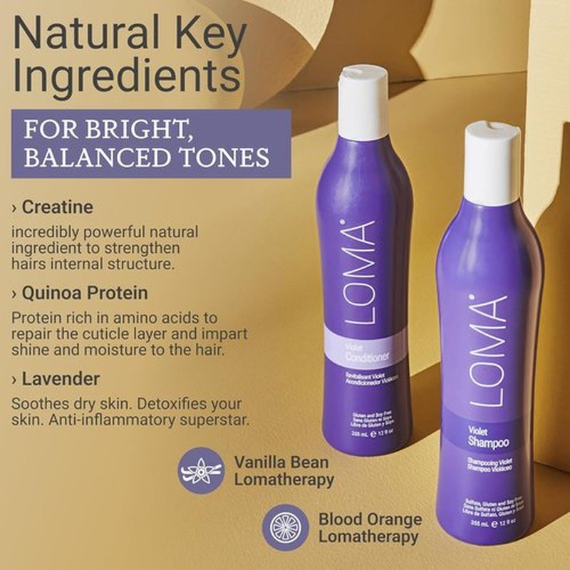 Loma Hair Care Violet Duo - Nourishing Shampoo & Conditioner Set for Brighter Blonde Hair