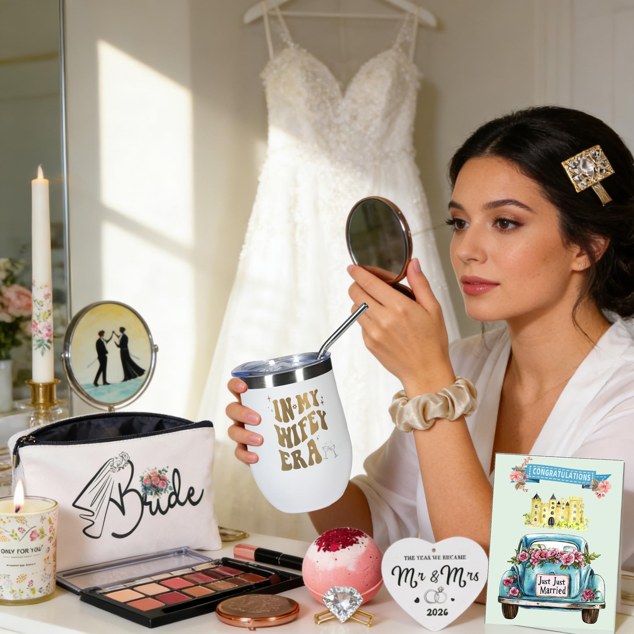 Bridal Shower Gifts for Bride, Bachelorette Party Gift Box for Bride To Be, Unique Wedding Engagement Presents Set for Women Her, Brides Just Married, Future Mrs, Wifey