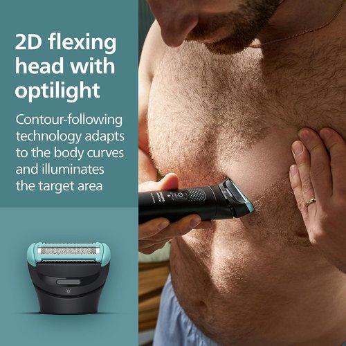Philips Norelco Body Groomer - Waterproof Men's Full Body Trimmer with Travel Case & 2D Flexing Head, BG7490/50