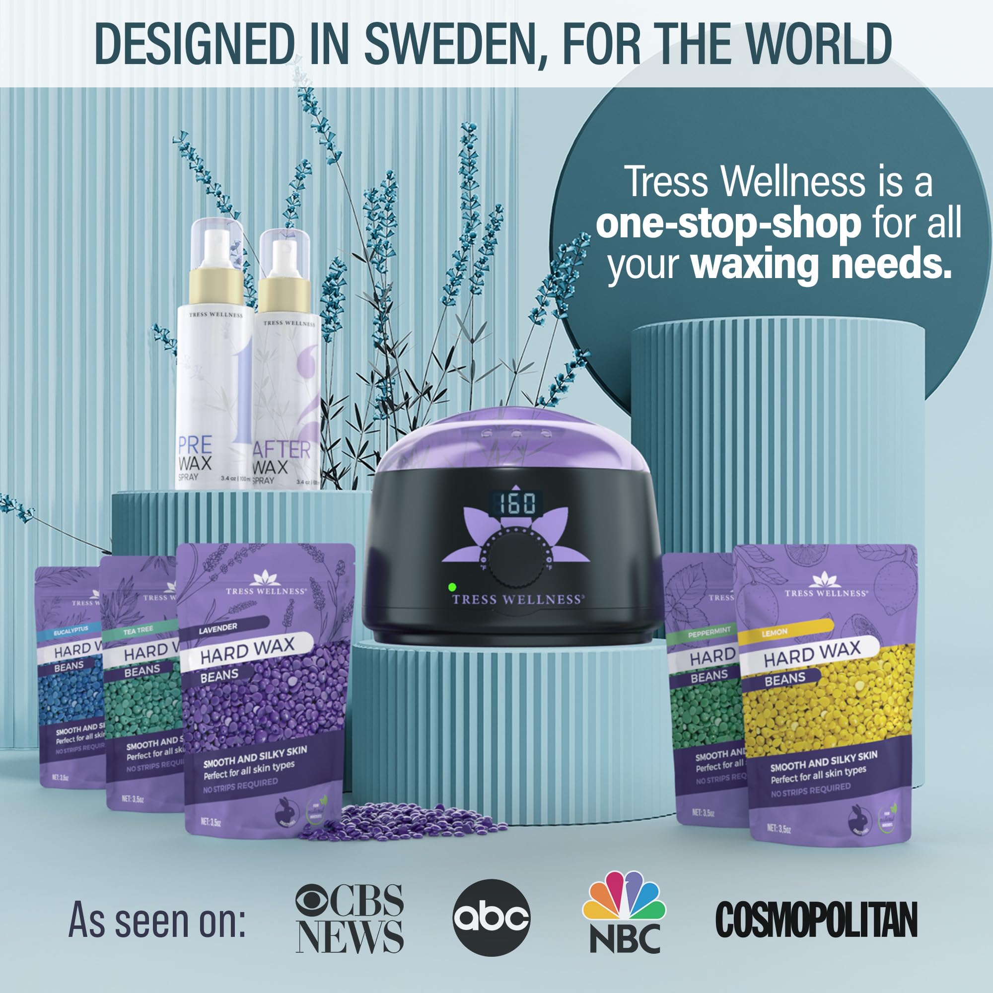 Tress Wellness Waxing Kit for Brazilian Wax - Easy to Use - For Sensitive Skin - Digital Display, Flower Black