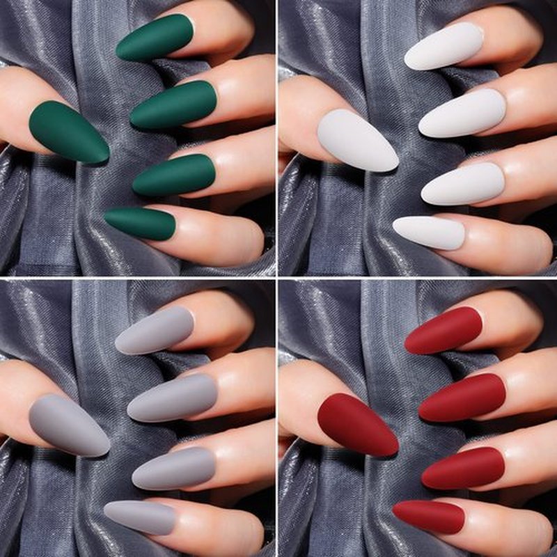 LEOBRO Press on Nails Almond Medium, 15 Pack 360PCS Press on Nails Matte, Almond Shaped Acrylic Fake Nails False Nails Medium Full Cover, 10 Sizes Stick Glue on Nails for Women Girls