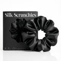Silmer 22 Momme Mulberry Silk Pillow Scrunchie – Extra Large Soft Hair Tie for Women, Prevents Frizz & Breakage, Jumbo Sleeping Scrunchie (Black,1Pc)