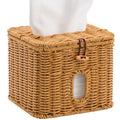 Hordely Facial Clean Skin Club Face Towels Holder for Bathroom, Plastic Rattan Disposable Face Towel Holder, Farmhouse Style for XL Face Towels Box Basket with Lid, Light Brown