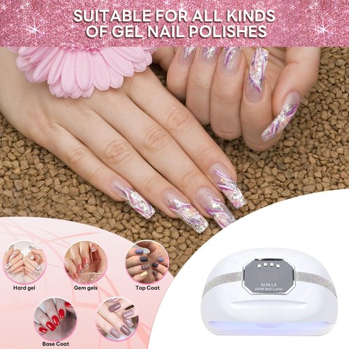 GGUP 268W UV LED Nail Lamp,Professional Nail Dryer, Gel UV LED Nail Light for 2 Hands,Nail Curing Light with 45 pcs LEDs, 4 Timer Settings Auto Sensor,Gel Nail Art Lamp for Fingernail and Toenail
