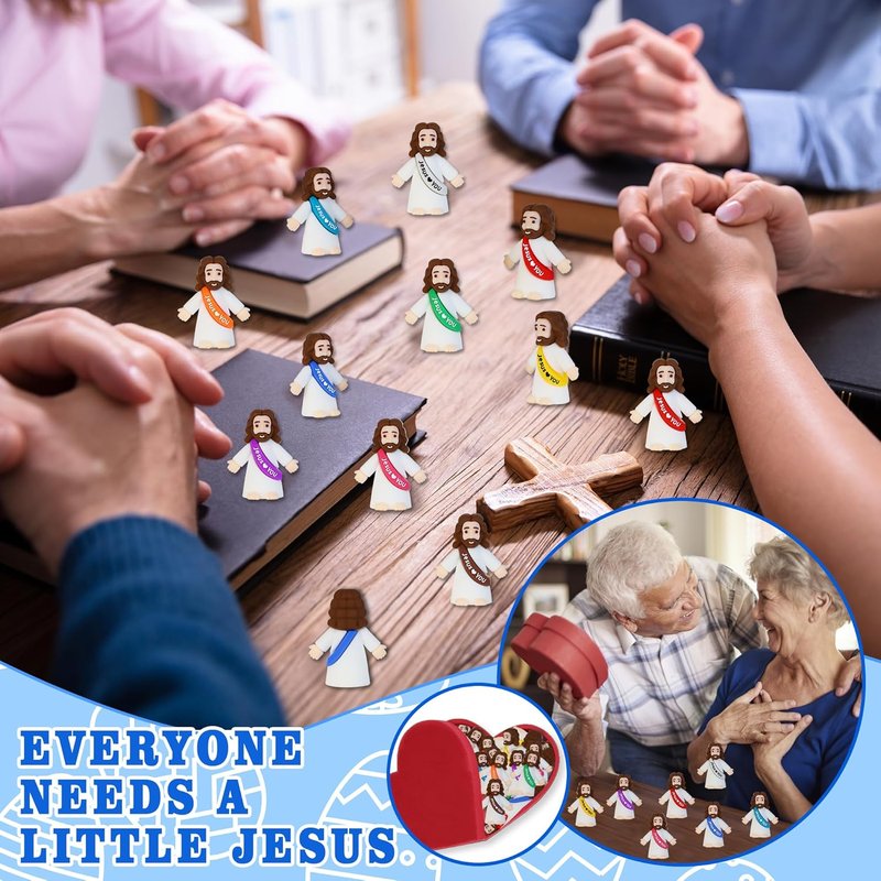 Bamamon Mini Jesus Figurines - 30 Pcs Easter Party Favors | Perfect for Sunday School & Baptism Gifts