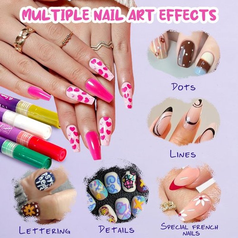 MKNZOME 12 Color Nail Art Pens for Painting Nails, 0.5 MM Nail Polish Pens Drawing Point Liner Painted Pen Kit, Waterproof Quick-drying for DIY Nails Art Design Manicure Tools