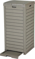 DWVO 38 Gallon Outdoor Trash Can - Waterproof Resin Garbage Bin with Lid & Drip Tray | Easy to Clean, Taupe