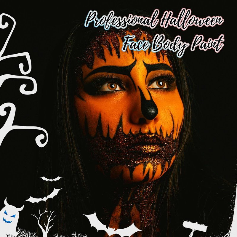 YBUETE Orange Water Based Face Body Paint, 2.37 OZ Large Tube Full Coverage Face Paint for Tiger Pumpkin Cosplay, Washable Orange Body Painting Cream for Adult Carnival Halloween SFX Makeup