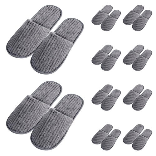 HJORZMM Disposable Slippers for Guests, 10 Pairs Coral Fleece Non Slip Hotel Slippers, Unisex, Washable Reusable for Hotel, Guest, Travel, Bride, Women