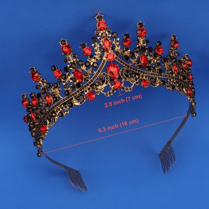 COCIDE Black & Red Crowns for Women Gothic Tiaras for Women Queen of Hearts Crown Accessories Costume Halloween Cosplay Princess Birthday Pageant Bride Headpieces