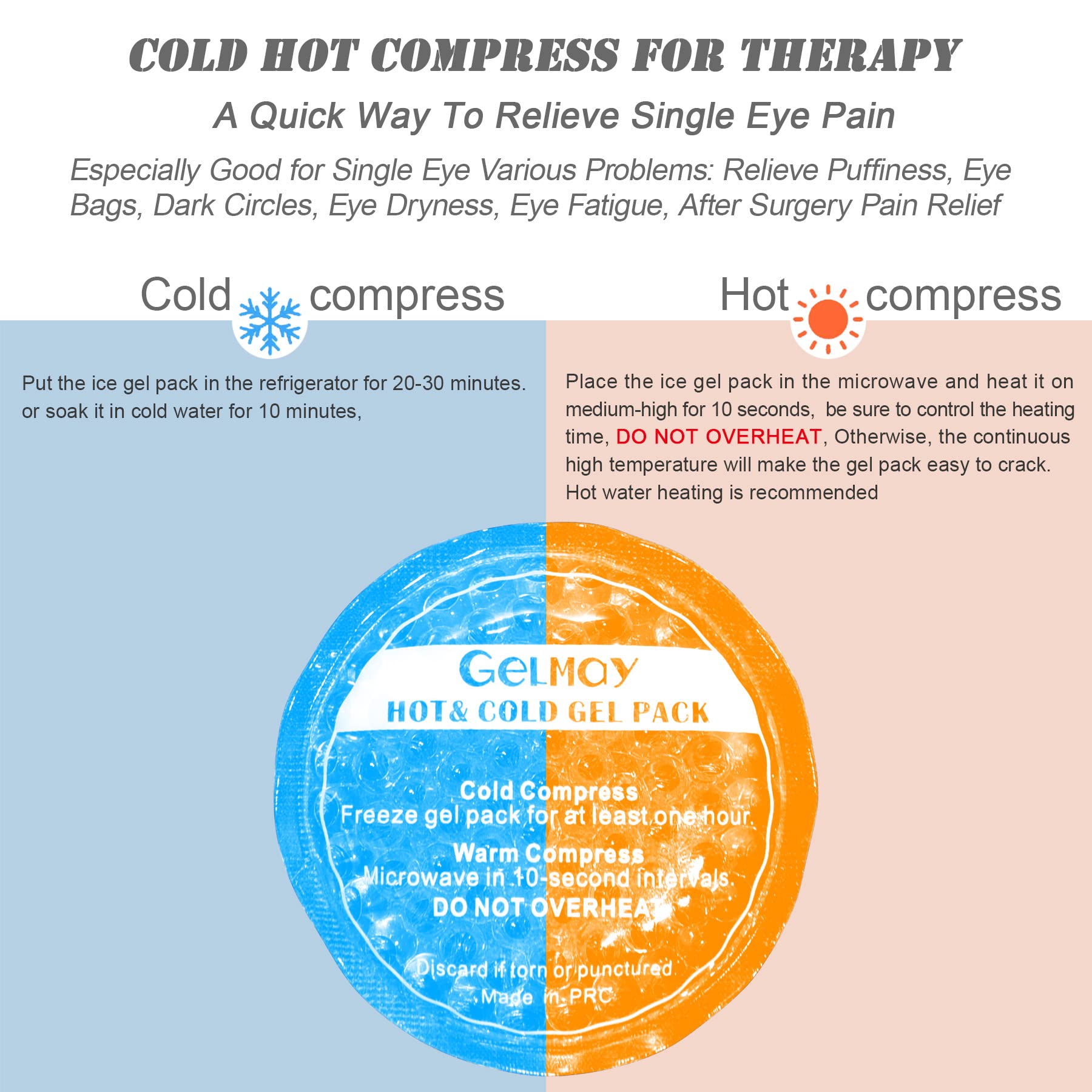 Ice Eye Patches for Puffy Eyes, Cooling Medical Eye Patch Pad Gel Pack Cover Eyepatch Cold Hot Therapy Eye Bags Dark Circles After Surgery Adult Kid (2PCS)