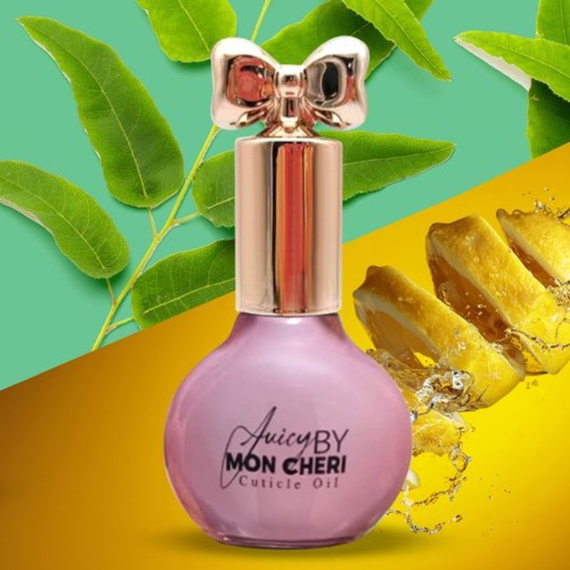 Juicy By Mon Cheri Strengthen and revitalize cuticles Cuticle Oil. Moisturizes, repairs, promotes growth with refreshing Lemon Eucalyptus scent. 10ml