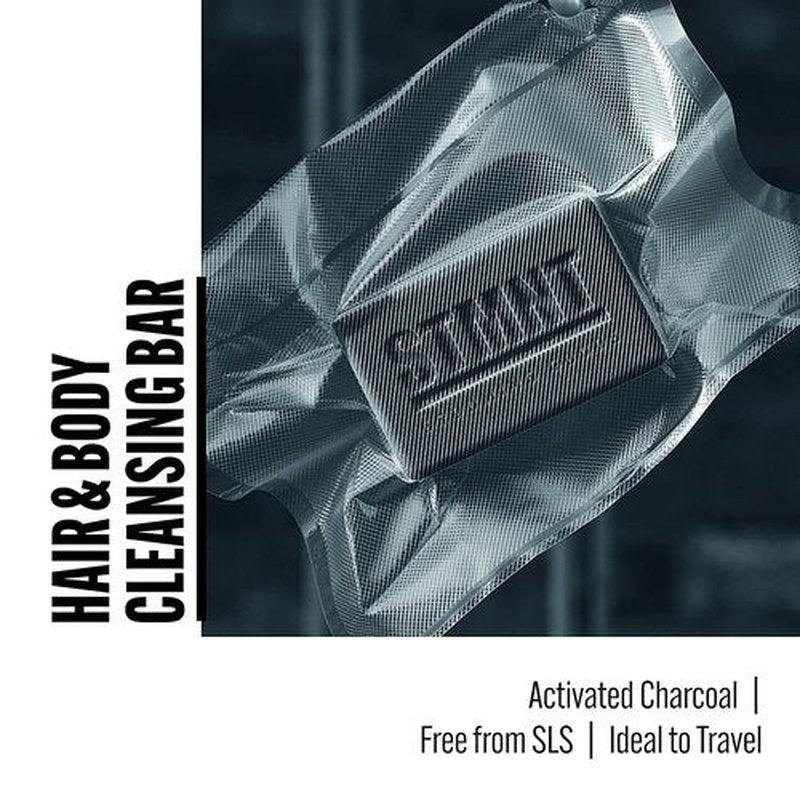 STMNT Grooming Goods Hair & Body Cleansing Bar - 4.4 oz | Sulfate-Free Moisturizing Formula with Activated Charcoal | Travel-Friendly