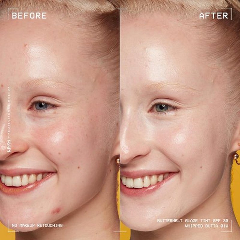 NYX Professional Makeup Buttermelt Glaze Skin Tint - Soft Glow with SPF 30, 12HR Wear, 01 Whipped Butta