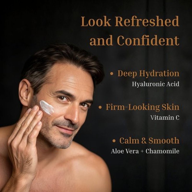 RAVFORD Men’s Face Moisturizer – Matte Finish, Fast-Absorbing, Non-Greasy Hydrating Cream for Dry & Aging Skin with Hyaluronic Acid, Vitamin C, Niacinamide & Aloe Vera – Unscented, Made in USA, 2 oz