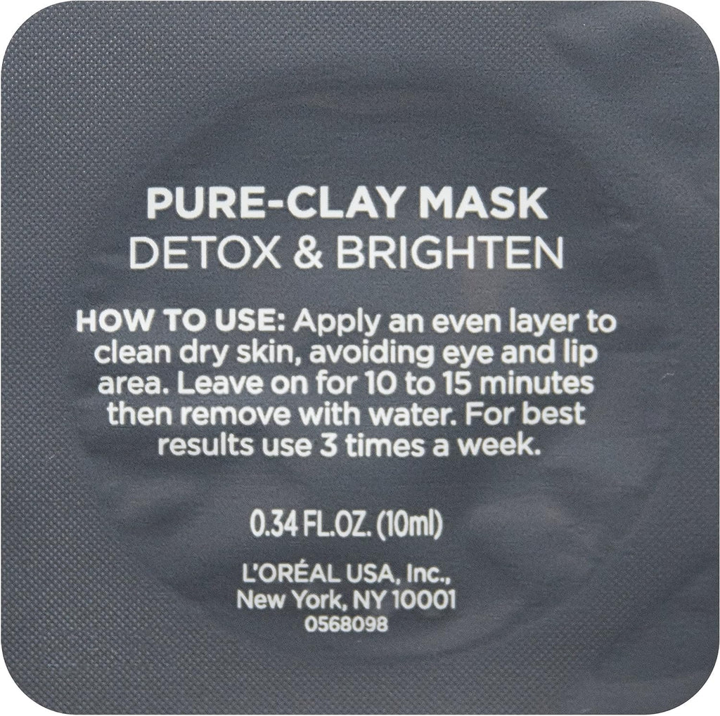 L'Oréal Paris Skincare Pure-Clay Face Mask Trial Size Set, Includes 3 Different Face Masks Made With Charcoal, Red Algae and Eucalyptus, Set