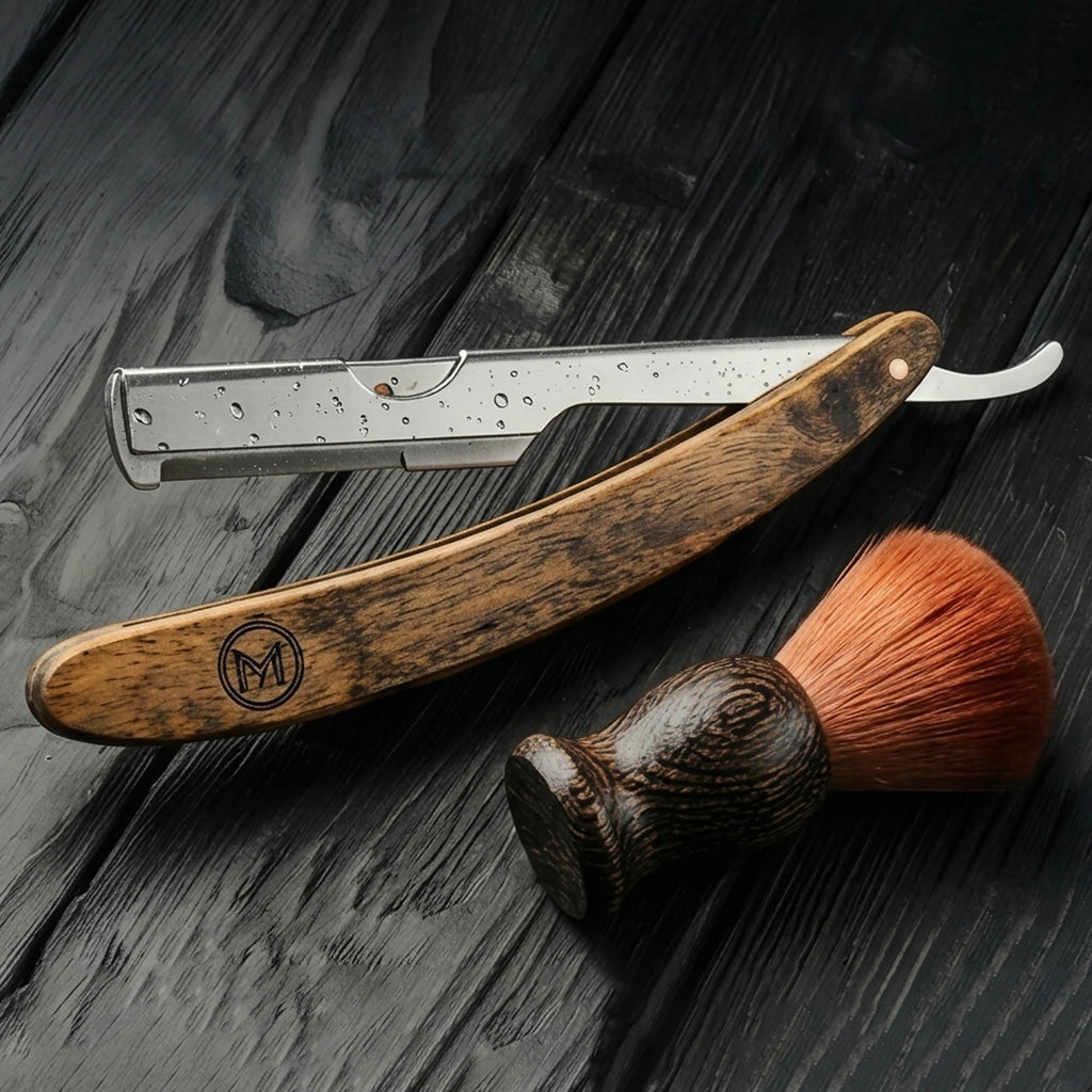 Straight Razor for Men Dark Brown Textolite Handle Stainless Steel Barber Razor Manual Shaving Razor Close Shave Folding Straight Edge Razor Durable Blade Arm Grooming Tool 6.00 Inch