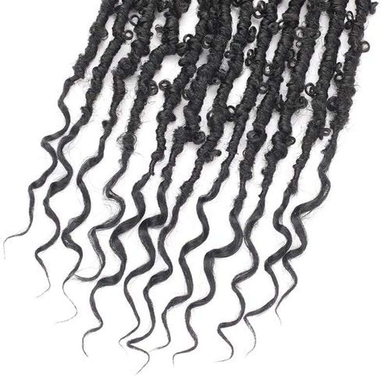 Short Butterfly Locs Goddess Locs Crochet Hair With Curly Ends Distressed Faux Locs Synthetic Soft Locs Crochet Hair For Black Women Hair Extensions (14 Inch, 6packs,1B)
