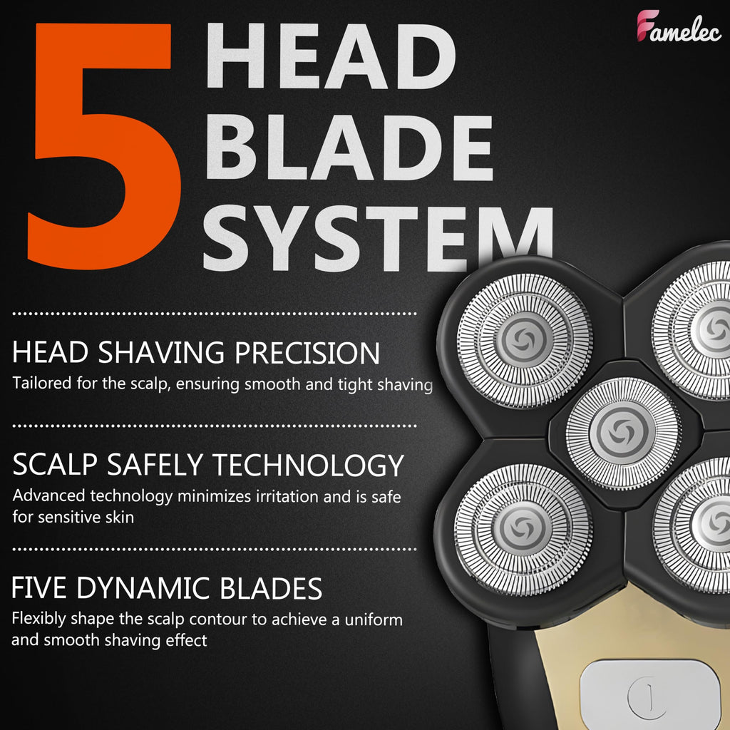 FAMELEC Upgraded Shaver Replacement Blades for Fre* Bi*d Replacement Blades, 5-Blade Rotary Electric Razor Head Shavers for Bald Men, Head Shaver Kit for Freedom, 2 Pack