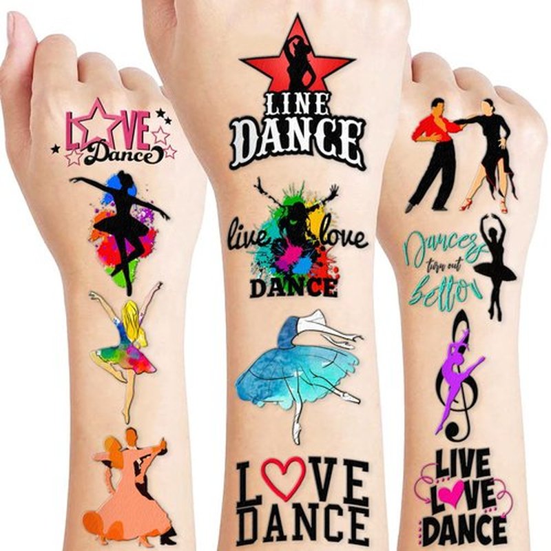 96PCS Dance Dancing Queen Temporary Tattoos Themed Birthday Party Supplies Decorations Favors Decor Ballet Hip Hop Dancer Tattoo Stickers Gifts For Kids Adults Boys Girls Classroom Prizes Carnival