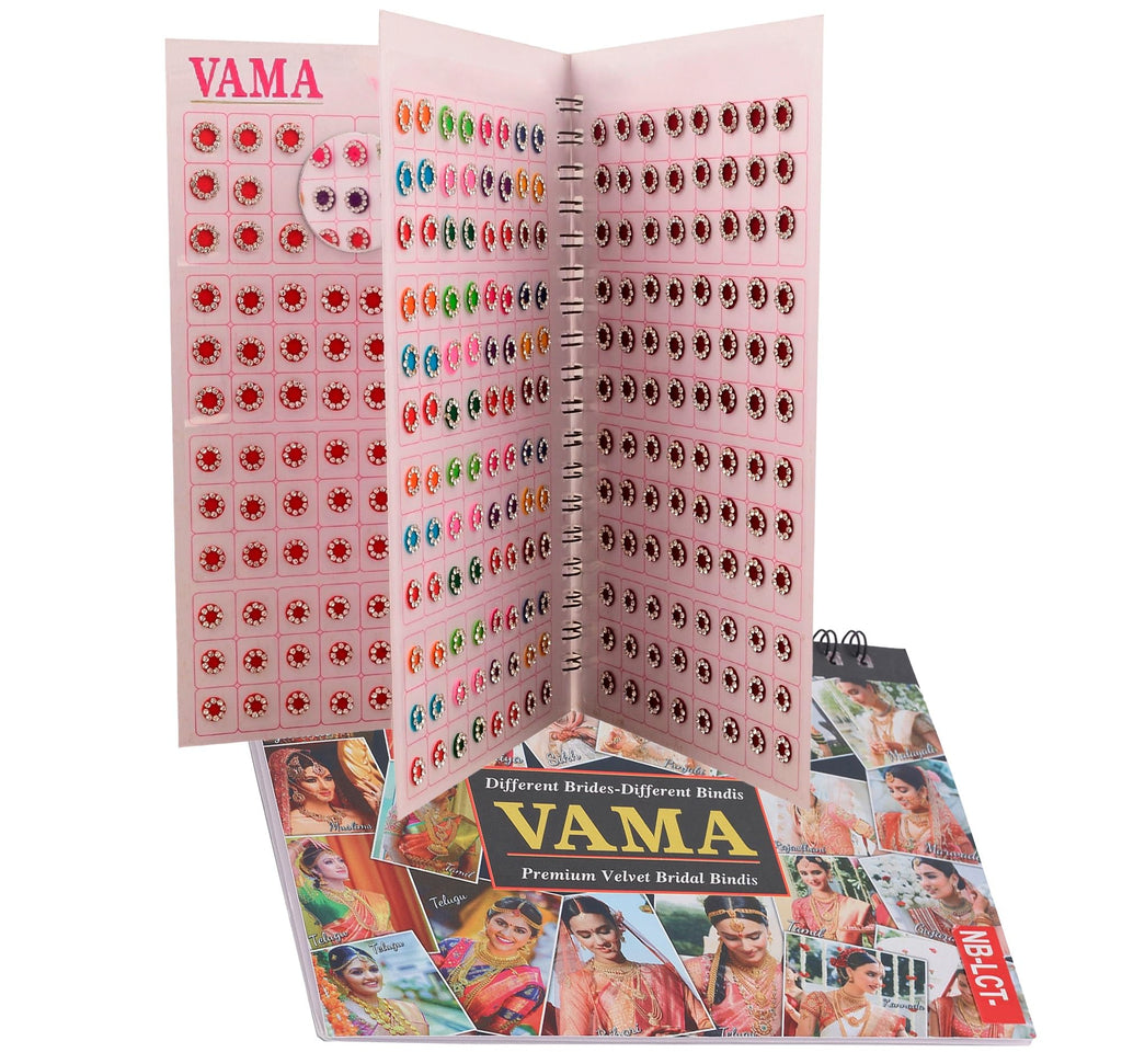 VAMA Forehead Kumkum Gold & White Stone Multicolour Bindi Booklet for Women & Girls (Stone Bindi Book - 376 Bindis) Multicolor
