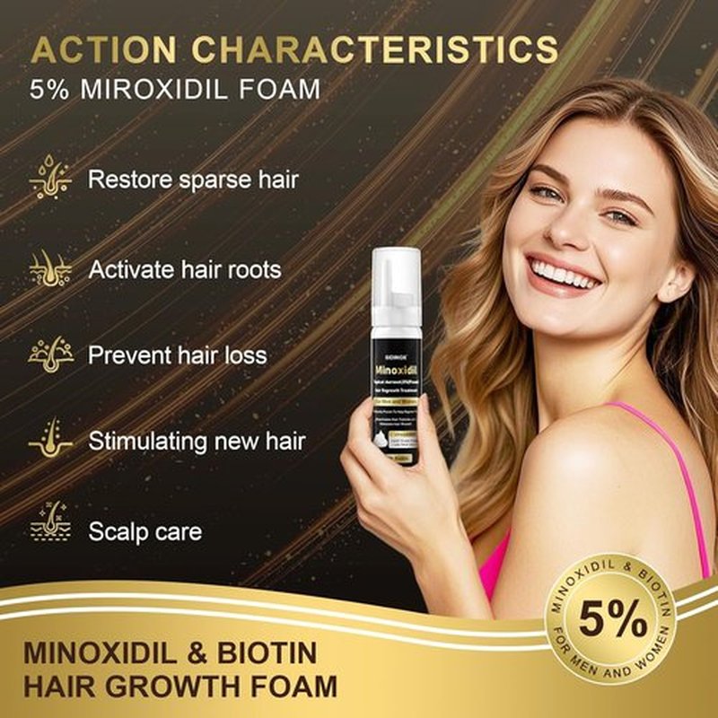 Regine Switzerland 5% Minoxidil Foam - Hair Growth Treatment with Biotin for Thinning Hair | Non-Greasy, Fast Absorbing, 3 Month Supply (3 x 2.12 oz)