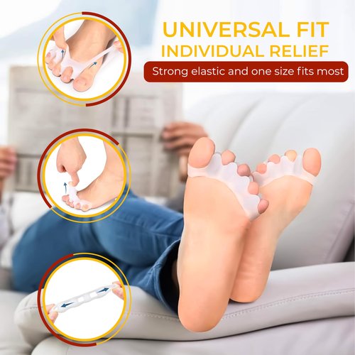 2x Pairs Orthopedic Toe Spacers - Toe Separators for Men & Women, Bunion Corrector, Hammer Toe Straightener, Yoga Toe Spacers, Toe Spreaders for Foot Pain Relief -Kubbar
