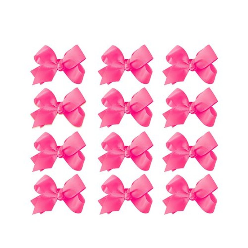 Small Solid Bow for Girls - Set of 12 (Pink)