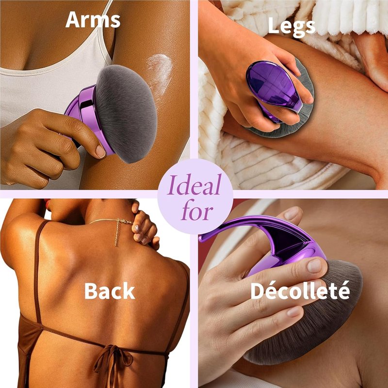Blend & Blur Ultra Large Body Makeup Brush - 5.11-Inch Wide-Headed Kabuki Brush for Effortless Self Tanner Application | Purple