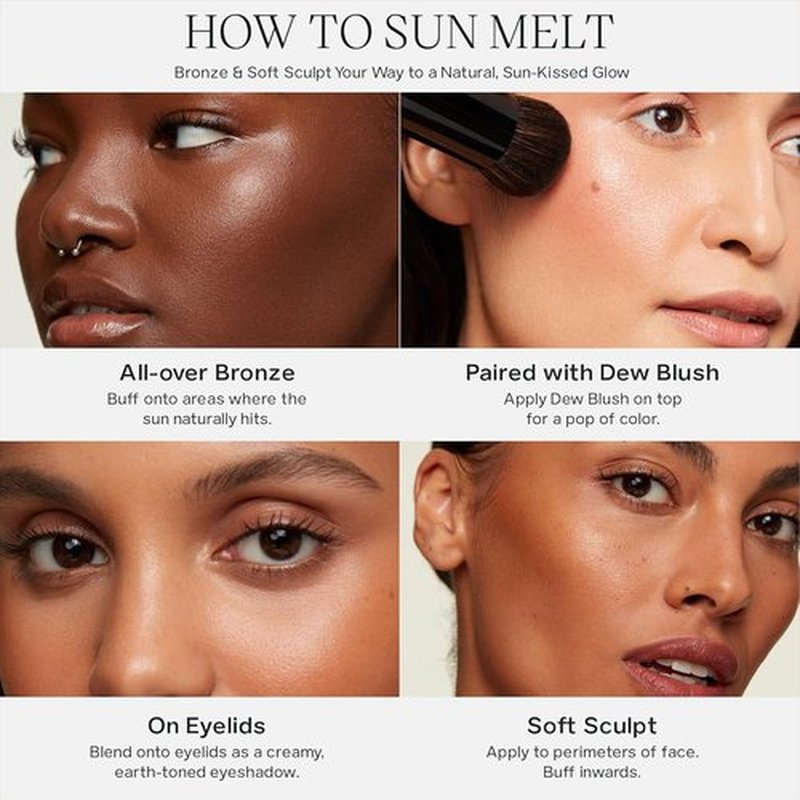 Saie Sun Melt Cream Bronzer - Buildable Balm for Effortless Sculpting - Enriched with Vitamin C, Medium Bronze (1 oz)