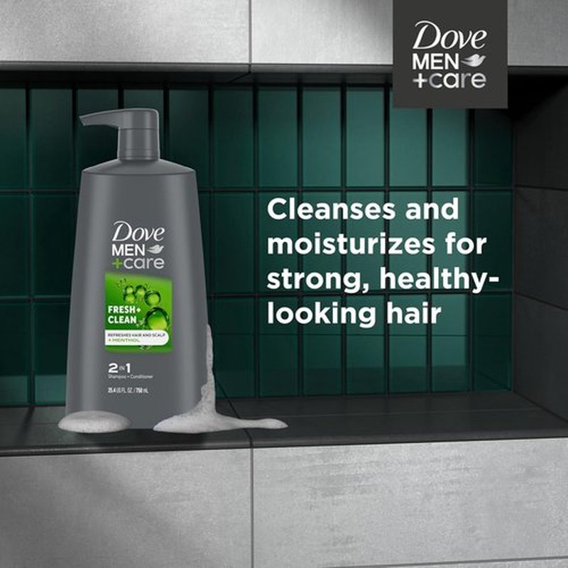 DOVE MEN + CARE 2-in-1 Shampoo & Conditioner - Fresh & Clean, Nourishing Formula | 25.4 oz (4 Count)