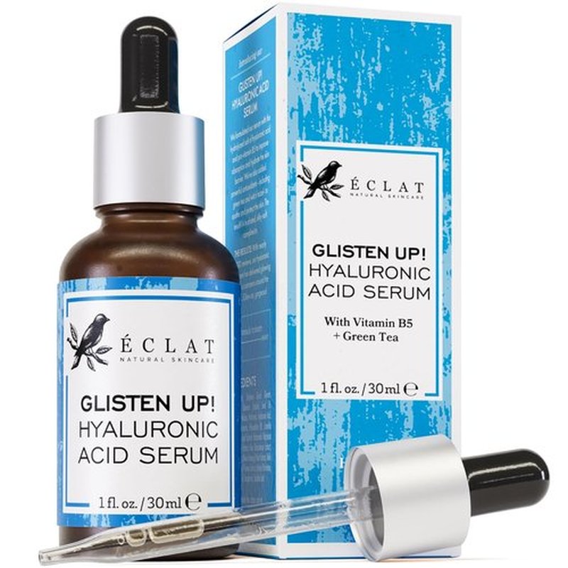 Eclat Skincare Hydrating Hyaluronic Acid Serum - Moisturizing & Plumping Formula with Green Tea & Jojoba Oil | 1 Fl Oz