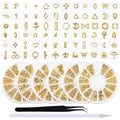 SILPECWEE 6 Boxes 3D Gold Nail Charms Hollow Metal Nail Studs Star Moon Heart Beach Nail Art Charms Nail Jewels Charms for Nails Design Nail Decoration for Acrylic Nails Accessories