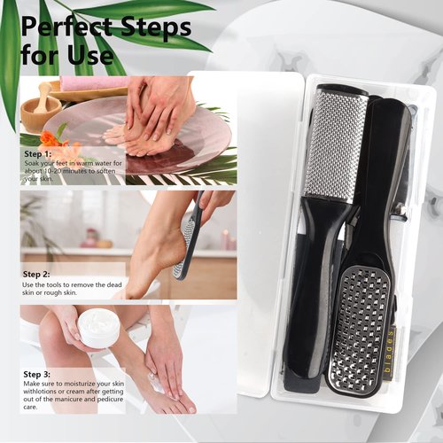 Professional Manicure and Pedicure Tool Kit Professional Exfoliation Foot File Set for Women and Men at Home Or Travel Or Salon to Foot Care (BlackB-30PCS)
