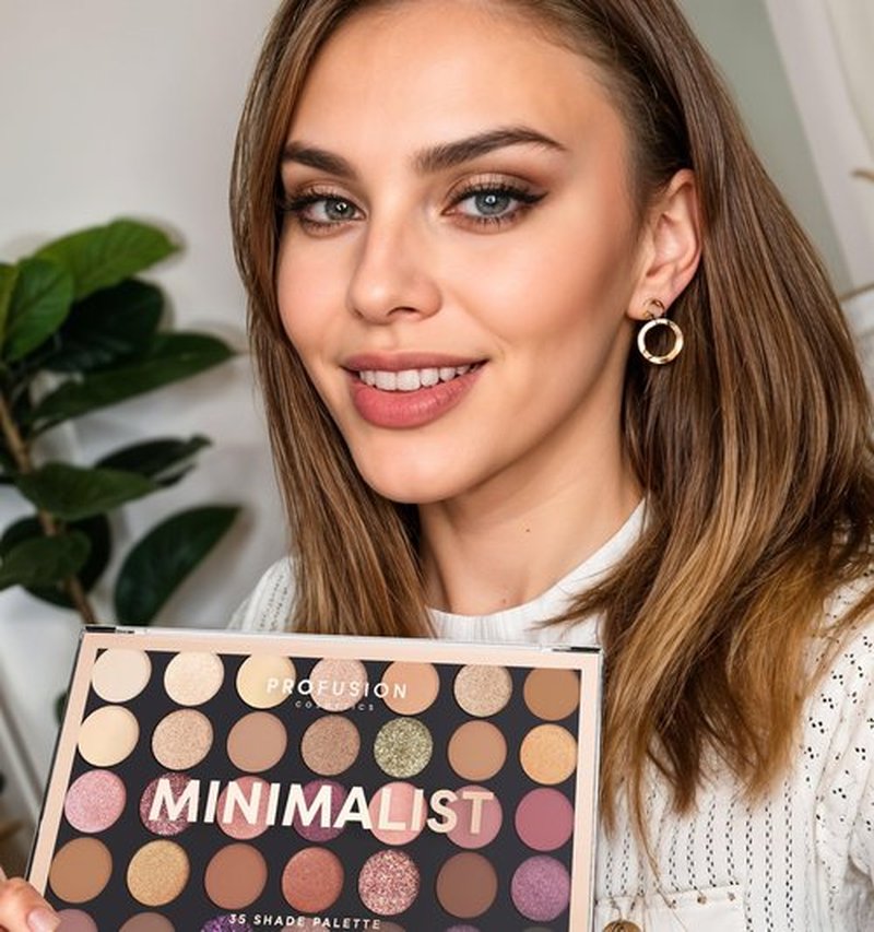 Profusion Cosmetics Minimalist 35 Shade Eyeshadow Palette - Blendable Natural Shades in Matte, Shimmer and Glitter Finishes for Mesmerizing Looks, Vegan & Cruelty-Free Makeup