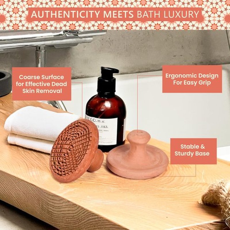 Natural Terracotta Pumice Stone for Feet – Handcrafted Foot Scrubber & Callus Remover with Gentle Exfoliation and Ergonomic Design for Smooth, Soft & Refreshed Feet – for a Spa-Like Pedicure