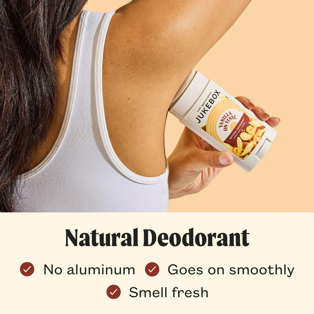 Jukebox Natural Deodorant for Women–Vanilla on Vinyl-Aluminum-Free, No Baking Soda, No Harsh Chemicals, Odor Blocking Technology, Vanilla Bean, Ylang Ylang, Amber-a Dr. Squatch Brand-2.65oz, 3 Pack