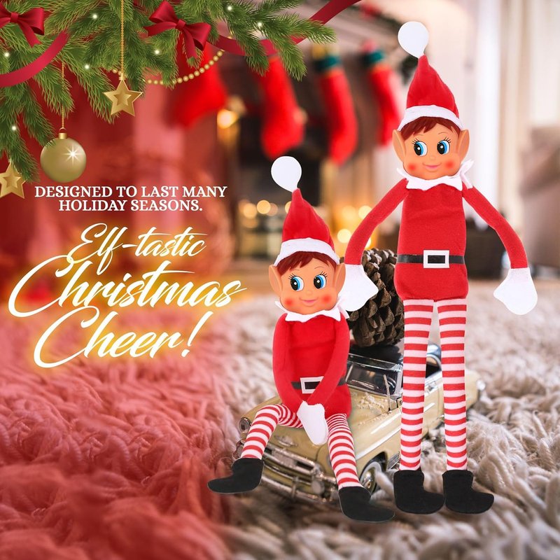 Elfette Plush Toy - Christmas Elf Behaving Badly | Naughty Bendy Doll | 12 Inches