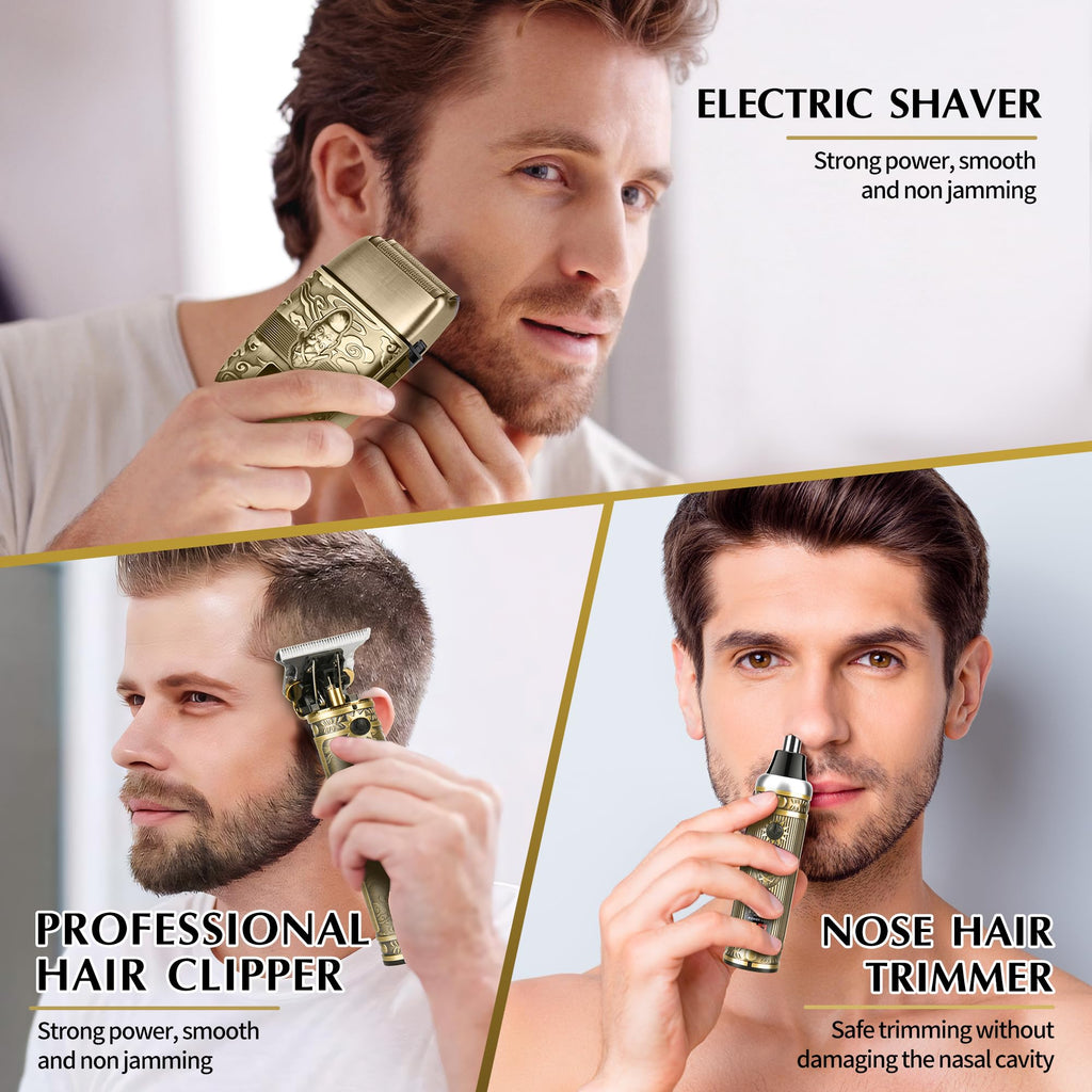 IsoLytrin Nose Hair Trimmer Hair Clippers for Men, Cordless T-Blade Facial Beard Trimmer Barber Clippers, Electric Foil Shavers Razor with LED Display for Men Haircutting Kits & Sets