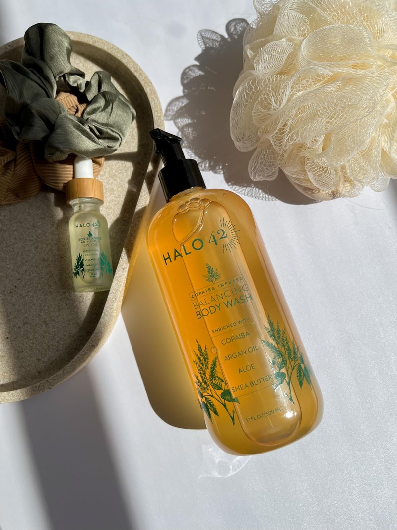 Halo 42 Body Wash – Organic & Natural Copaiba Infused Shower Gel Cleanser, Hydrating Skin Cleanser with Aloe Vera, Argan Oil and Shea Butter – Soothing & Refreshing Formula for All Skin Types – 16 oz