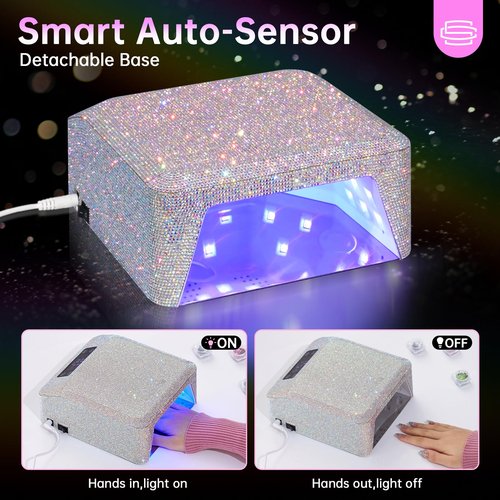 CHRISTINE SHELLY UV LED Nail Lamp 96W Plug-in Nail Dryer Sparkly Gel Polish Light 4 Timer Setting Professional Quick Dry Curing Lamp with Display Auto Sensor for Salon & Home