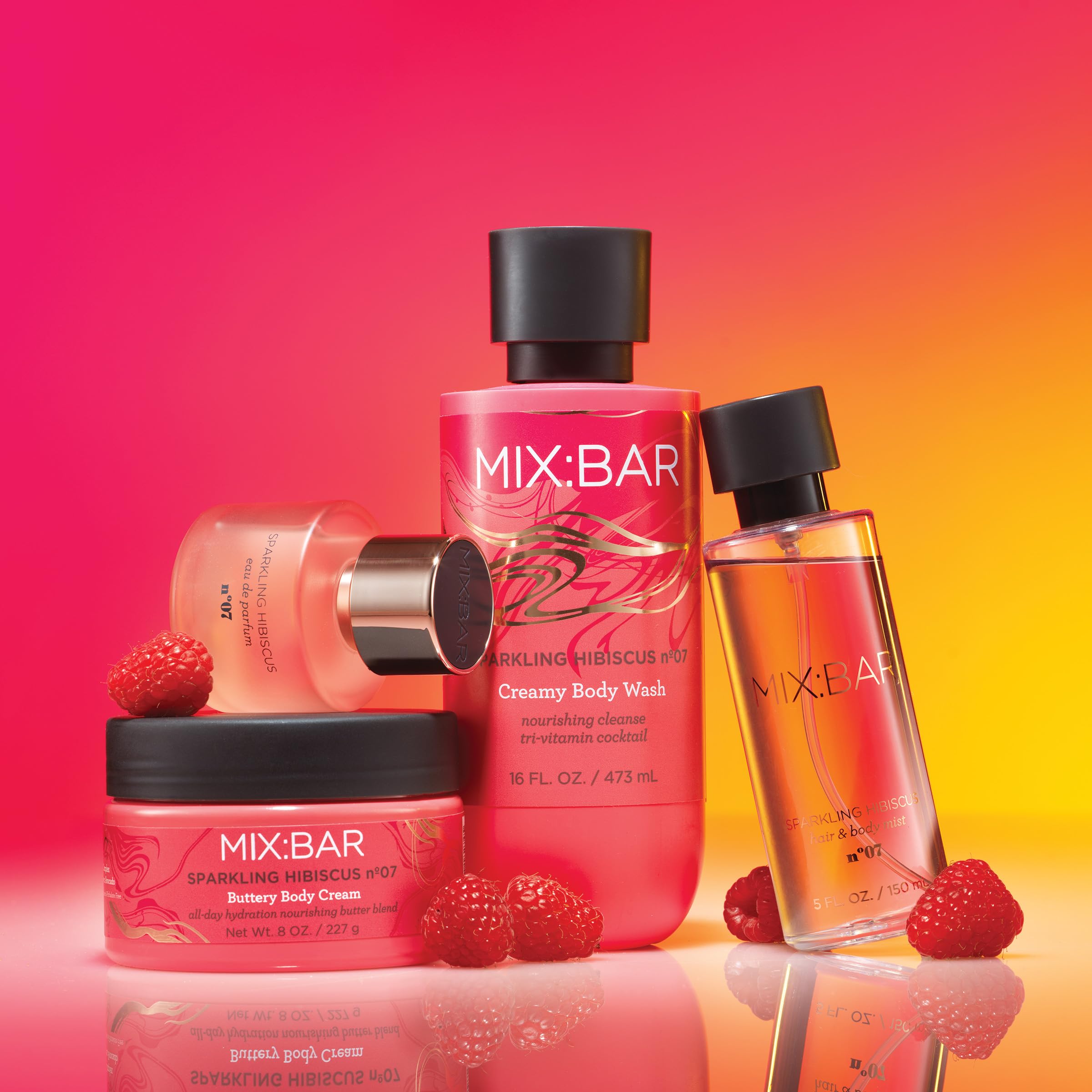 MIX:BAR Hibiscus Creamy Body Wash for Women, Hydrating & Moisturizing with Niacinamide, Panthenol & Vitamin C - Vegan, Sulfate Free, Paraben Free, 16oz