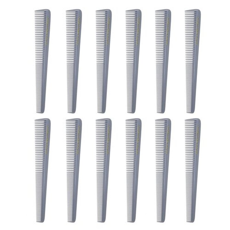 Allegro Combs #450 Tapered Barber Hair Cutting Comb – Professional Stylist Comb for Men & Women 12-Pack (GREY)