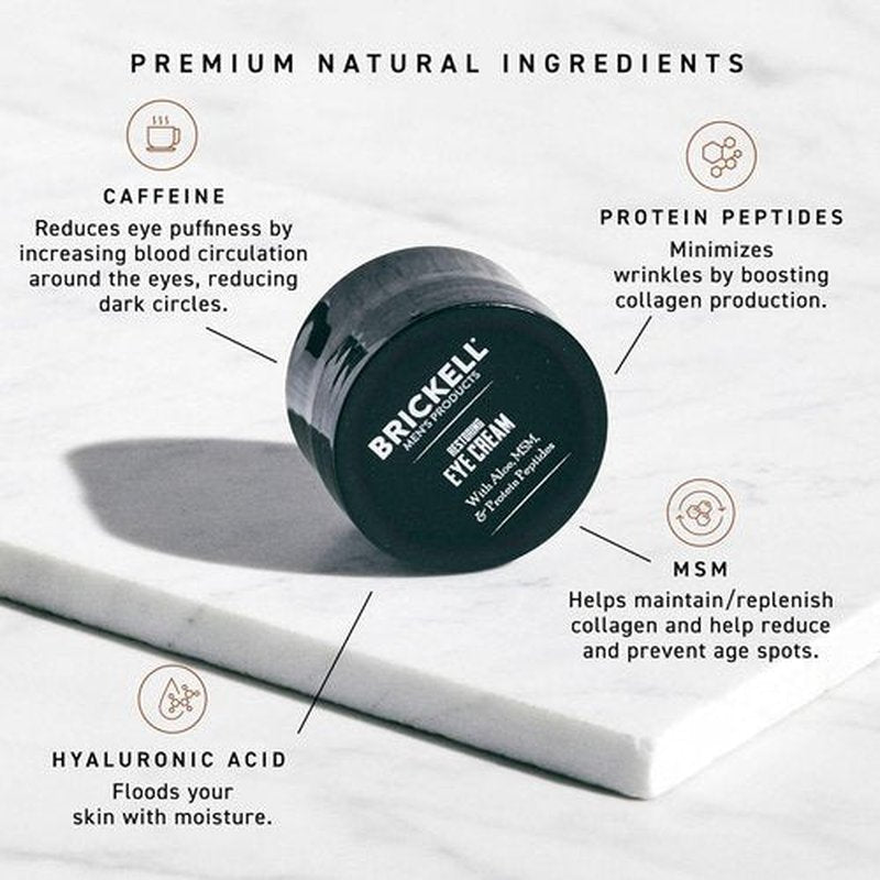 Brickell Men's Under Eye Cream - Natural Anti-Aging Balm to Reduce Puffiness & Dark Circles | 0.5 Ounce, Unscented
