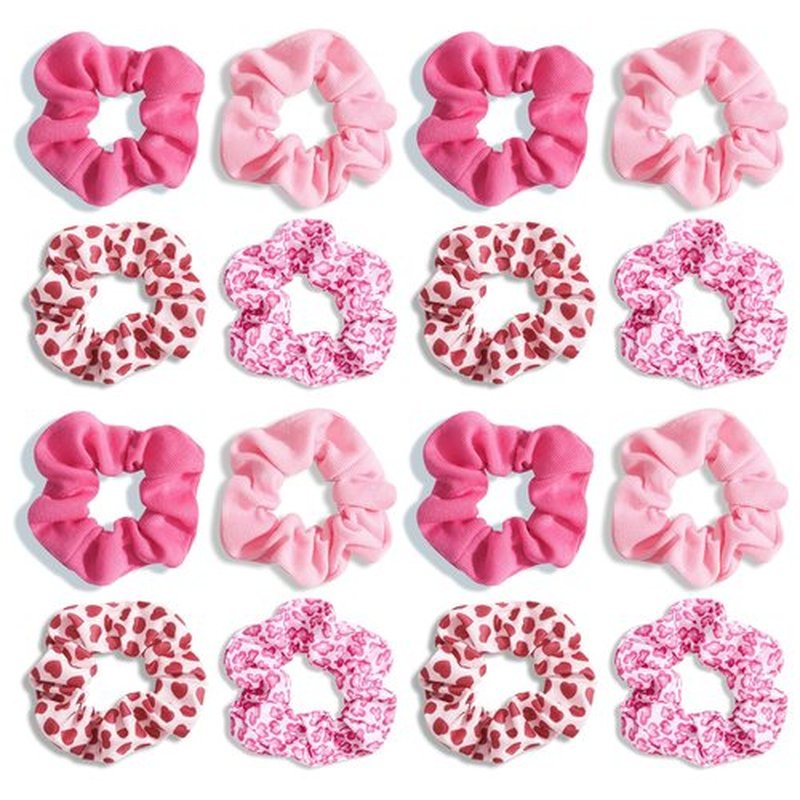 Semato Galentines Day Gifts for Girls 16 Pcs Pink Scrunchies Valentines Gifts Hair Ties Scrunchies for Women Girls Party Favors