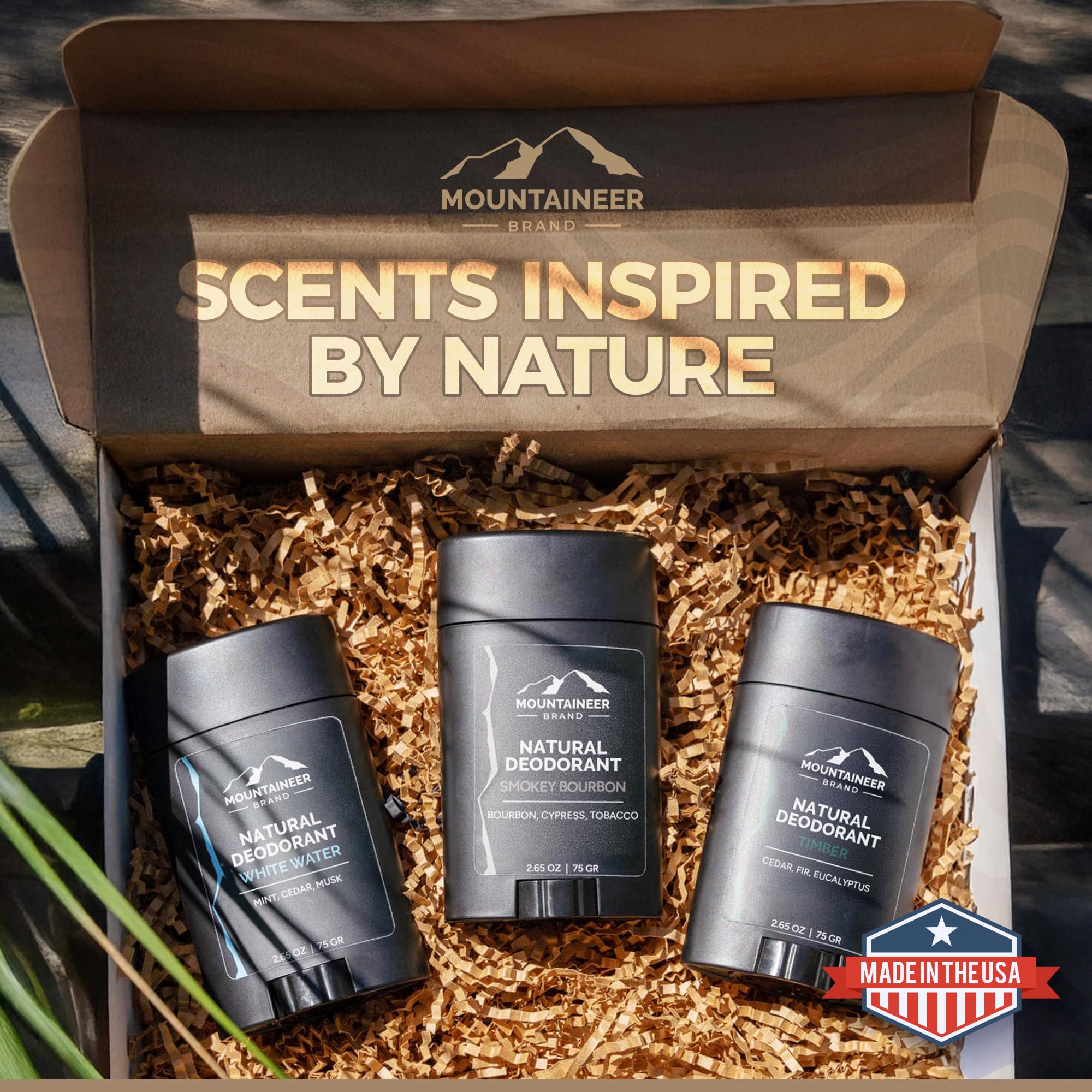 Mountaineer Brand Natural Deodorant for Men | Aluminium Free | Made in West Virginia | Scents Inspired by Nature | Organic & Non Toxic | Odor & Sweat Control | 2.65 oz (Timber)