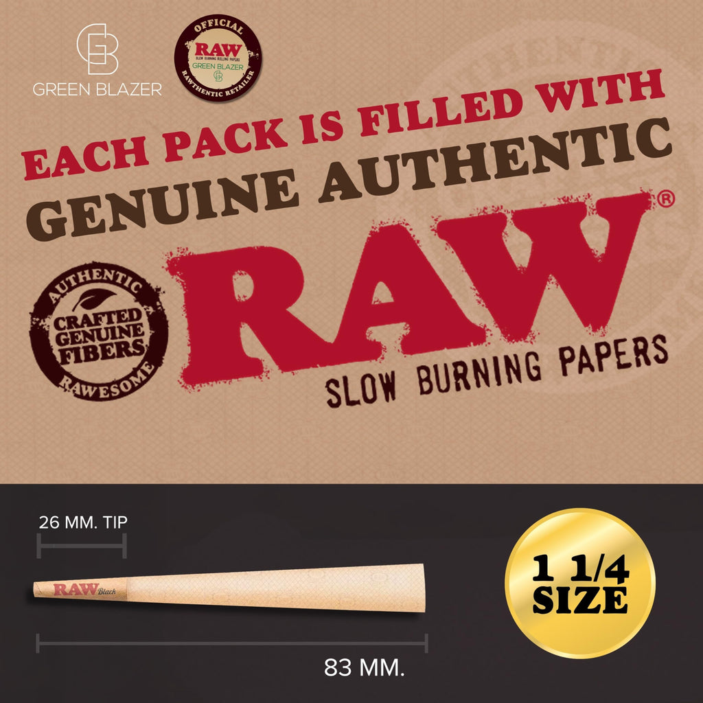 RAW Cones Black King Size: 50 Pack - Translucent, Extra Fine Pre Rolled Cones & Tips, Patented Slow Burn, All Natural RAWthentic, 109mm