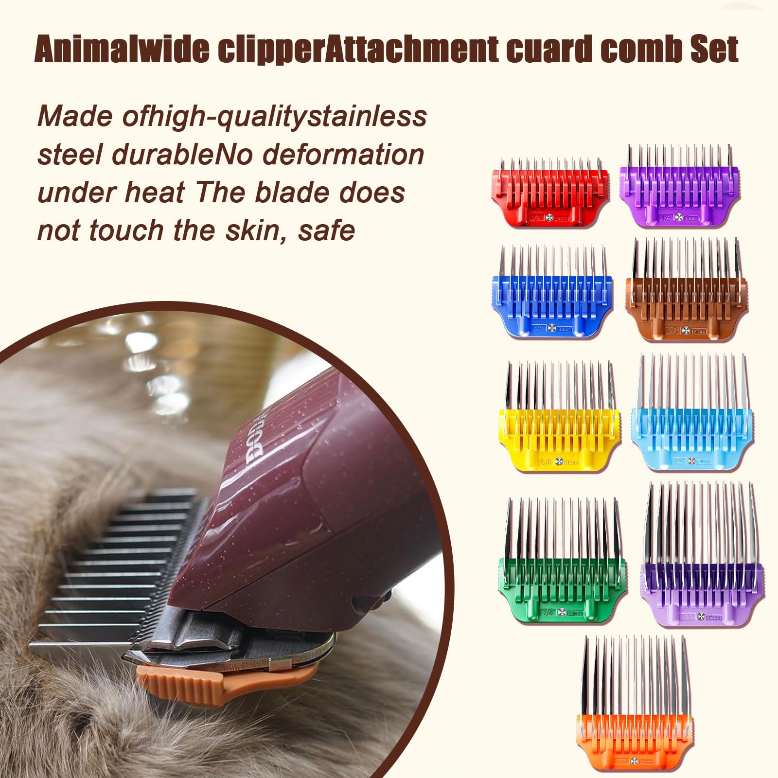 MEMIRY Wide Clipper Guard Attachment for A5 Type Wide Blade, Compatible with Andis, Wahl, Oster, Pet Grooming Attachment, Stainless Steel Professional Comb (16mm or 5/8")